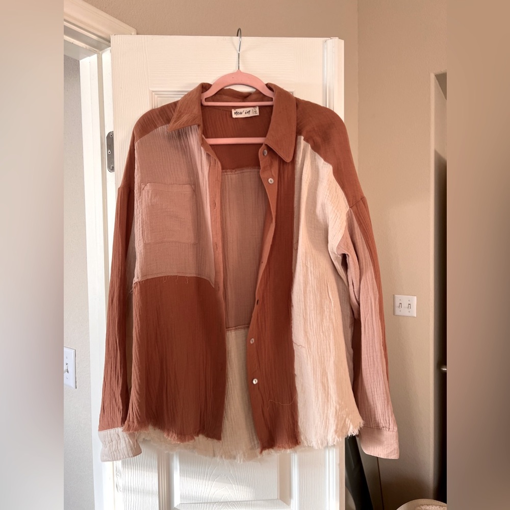 Color Block Button Down